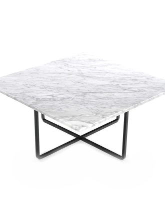 Ox Denmarq Ninety Soffbord 80 Cm Svart Underrede Marmor - Soffbord Stål Vit