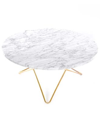 Ox Denmarq O Table Soffbord Ø80 Cm Mässing/ Marmor - Soffbord Stål Vit