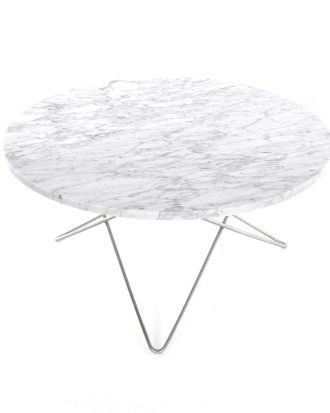 Ox Denmarq O Table Soffbord Ø80 Cm Stål/ Marmor - Soffbord Mässing Vit