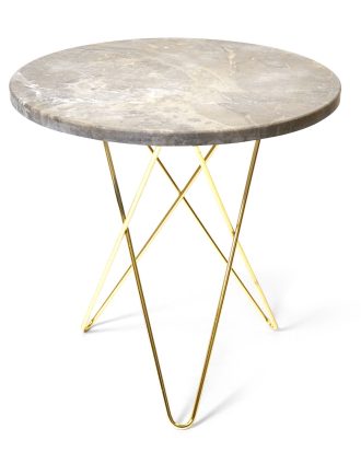 Ox Denmarq Tall Mini O Table Sidobord Ø50 Cm Mässing/ - Soffbord Marmor Grå