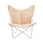 Ox Denmarq Trifolium Fladdermusfåtölj Stålunderrede - Fåtöljer Läder Natur