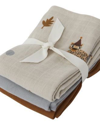 Oyoy Muslinfiltar 3-pack 70x70 Cm Leopard - Barnfiltar Bomull Clay