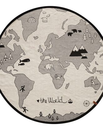 Oyoy The World Matta Ø135cm - Barnmattor Bomull Grå