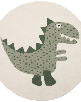 Oyoy Theo Dino Matta Ø120 Cm - Barnmattor Ull Saffran