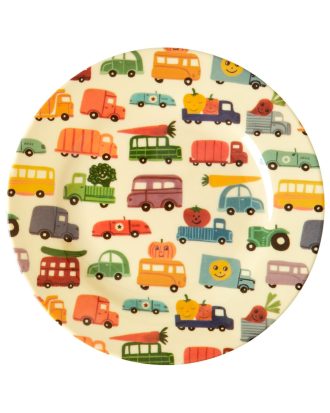 Rice Tallrik Till Barn Happy Cars - Barntallrikar Melamin Multi