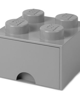 Room Copenhagen Lego® Låda 4 Knoppar - Småförvaring barn Polypropen Medium Stone Grey