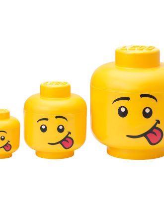 Room Copenhagen Lego® Förvaringslåda Huvud Collection 3 Delar Silly - Småförvaring barn Polypropylen Gul