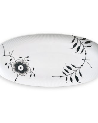 Royal Copenhagen Black Fluted Mega Fat 37 Cm - Uppläggningsfat Porslin Vit