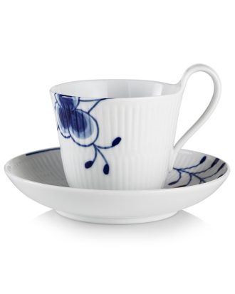 Royal Copenhagen Blue Fluted Mega Kopp Med Högt Handtag & Fat 25 Cl - Kaffekoppar Porslin Vit