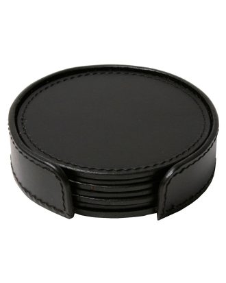 Ørskov Glasunderlägg Rund 6-pack - Bordstabletter & Glasunderlägg Läder Svart