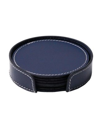 Ørskov Glasunderlägg Rund 6-pack - Bordstabletter & Glasunderlägg Läder Blå