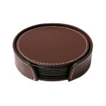 Ørskov Glasunderlägg Rund 6-pack - Bordstabletter & Glasunderlägg Läder Brun