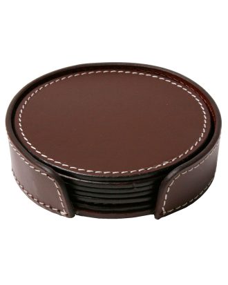 Ørskov Glasunderlägg Rund 6-pack - Bordstabletter & Glasunderlägg Läder Brun