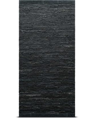 Rug Solid Leather Matta 75x300 Cm - Bomulls- & Trasmattor Läder Mörkgrå