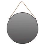 Stor rund spegel med järnram