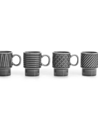 Sagaform Coffee & More Espressomugg 4-pack 10 Cl - Espressokoppar Stengods Grå