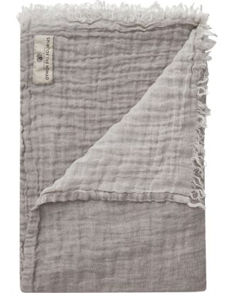 Spirit Of The Nomad Linen Pläd 130x170 Cm Misty Grey/ - Plädar & Filtar Linne Off-White