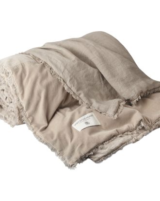 Spirit Of The Nomad Överkast Sammet / Linne 180x260 Cm - Överkast Bomull Desert Beige