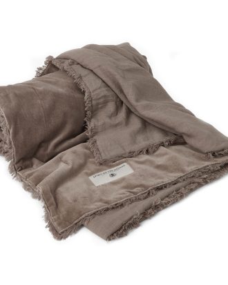 Spirit Of The Nomad Överkast Sammet / Linne 180x260 Cm - Överkast Bomull Ash Brown