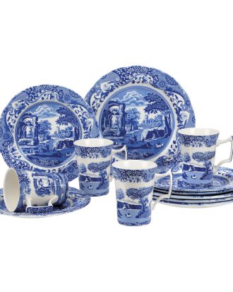 Spode Blue Italian Servis 12 Delar - Serviser & Startset Porslin Vit