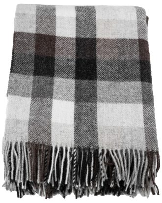 Stackelbergs Checked filt /grå / Off-white 130x170 Cm - Plädar & Filtar Ull Brun