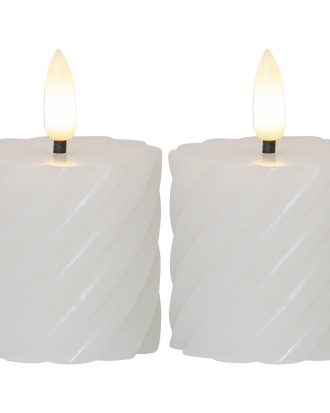 Star Trading Flamme Swirl Led Blockljus 7,5 Cm 2-pack - LED-ljus Vax Vit