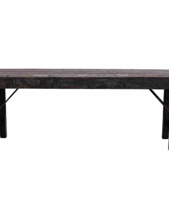 Svart träbänk i återvunnet material ihopfällbar 119 cm