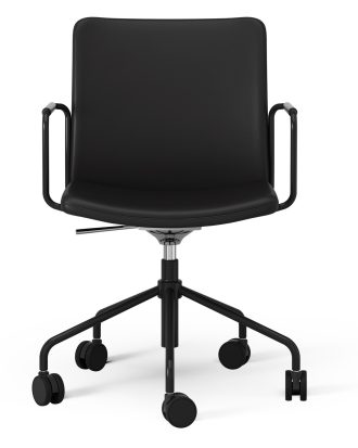 Swedese Stella Stol Med Hjul Höj/ Sänkbar / - Stolar Läder Svart