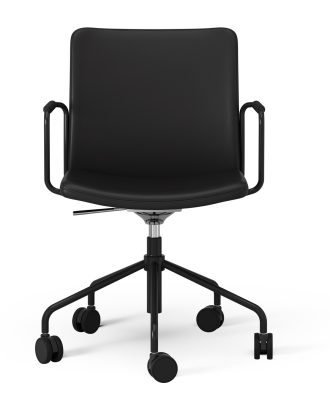 Swedese Stella Karmstol Med Hjul karm Höj/ Sänkbar / - Stolar Läder Svart