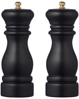 Kitchenware By Tareq Taylor Himalaya Salt- Och Pepparset 16,5 Cm - Kryddkvarnar Akaciaträ Svart