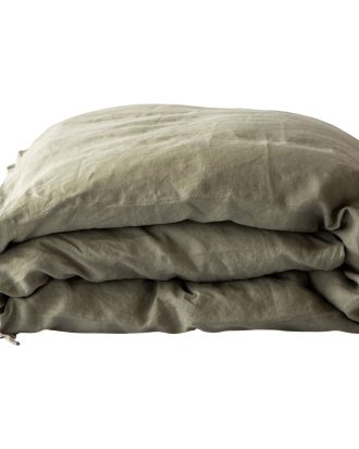 Tell Me More Påslakan 150x200 Cm Oliv - Påslakan Linne Olivgrön