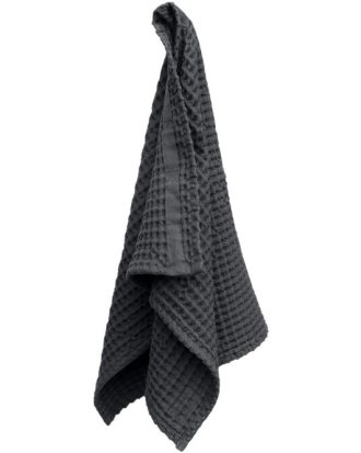 The Organic Company Big Waffle Handduk - Handdukar & Badlakan Ekologisk Bomull Mörkgrå