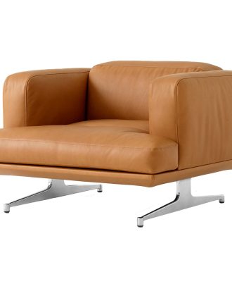 &Tradition Inland Av21 Fåtölj Noble / Polerad Aluminium - Fåtöljer Läder Konjak