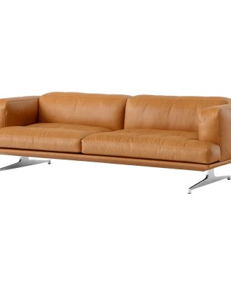 &Tradition Inland Av23 3-sitssoffa Noble / Polerad Aluminium - 3-sitssoffor Läder Konjak