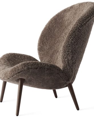 Vipp 466 Lodge Loungestol Lackad Mörk Ek / Curly 07 - Fåtöljer Brun