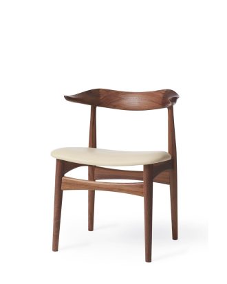 Warm Nordic Cow Horn Stol Ivory / Oljad Valnöt - Stolar Läder Elfenben