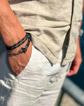 Marint armband The Anchor Wrap Grå/svart Carbon - Stål